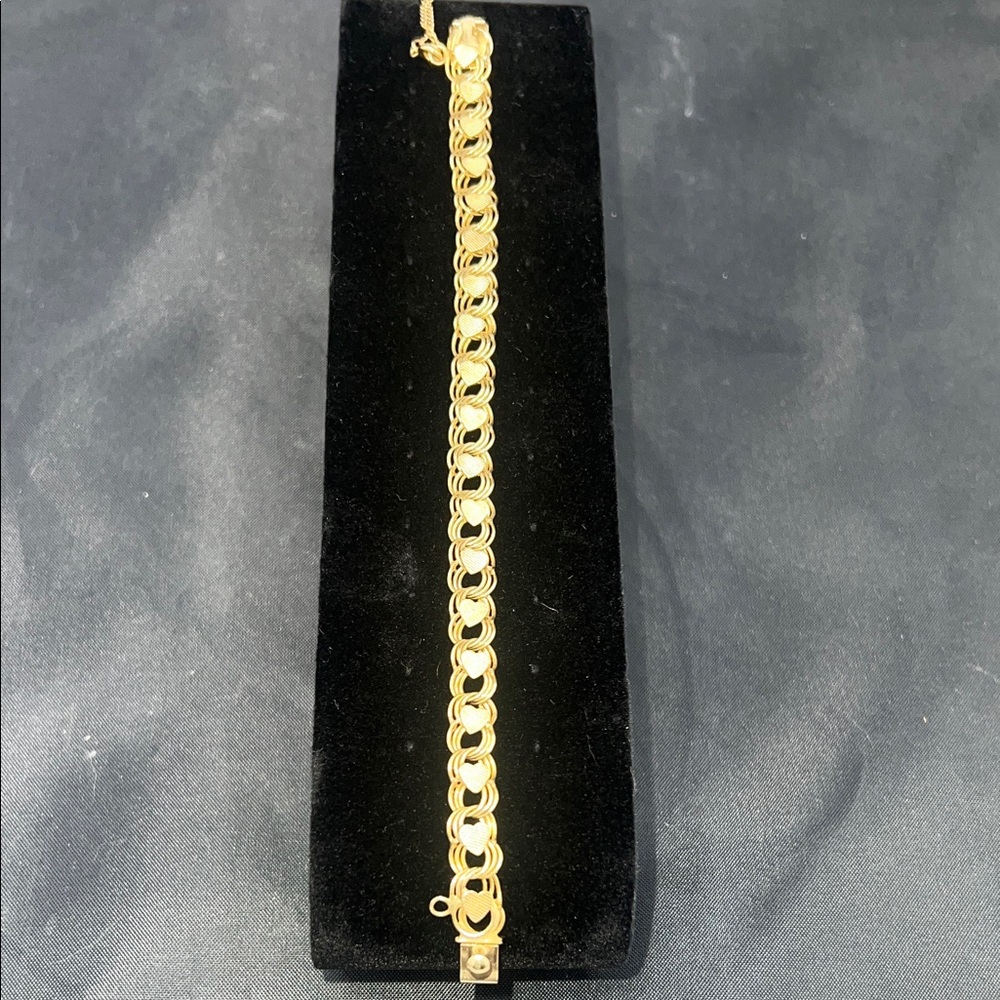 Triple Links Gold Filled 12K Hearts Bracelet